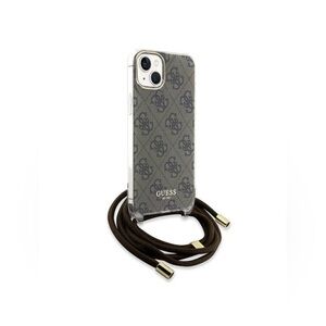 Guess iPhone 15, 14, 13 Case Cover Crossbody Cord 4G Brown